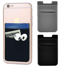 2Pack Adhesive Phone Pocket,Cell Phone Stick On Card Wallet Sleeve,Credit Cards/ID Card Holder(Double Secure) with Sticker for Back of iPhone,Android and All Smartphones-Black