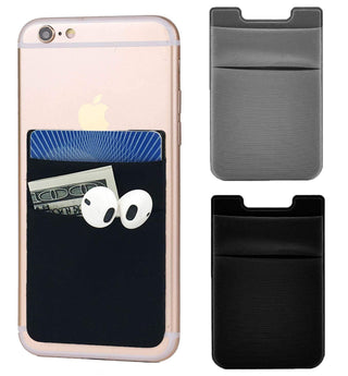 2Pack Adhesive Phone Pocket,Cell Phone Stick On Card Wallet Sleeve,Credit Cards/ID Card Holder(Double Secure) with Sticker for Back of iPhone,Android and All Smartphones-Black