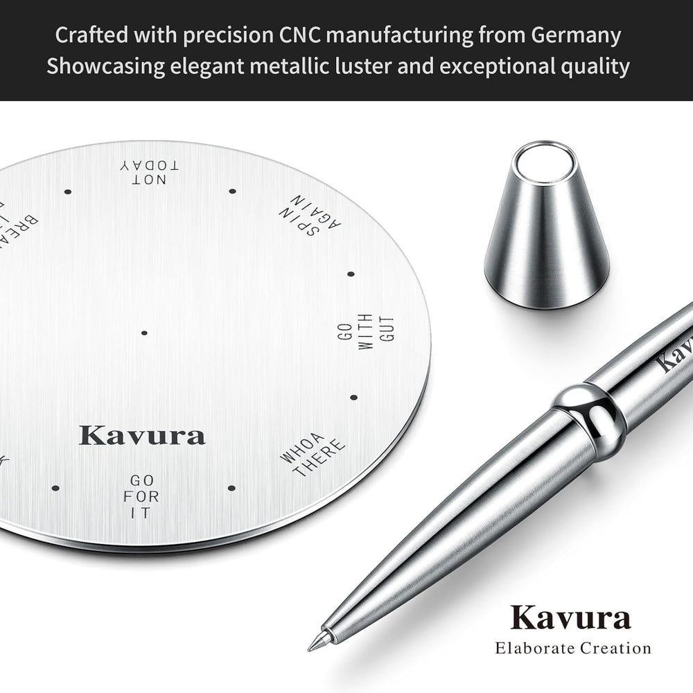Spin Decision Pen – CNC-Machined 316L Stainless Steel Fidget Pen with Magnetic Stand | Smooth Writing Gel Ink | Stress Relief & Decision Maker |Office Desk Gift for Professionals