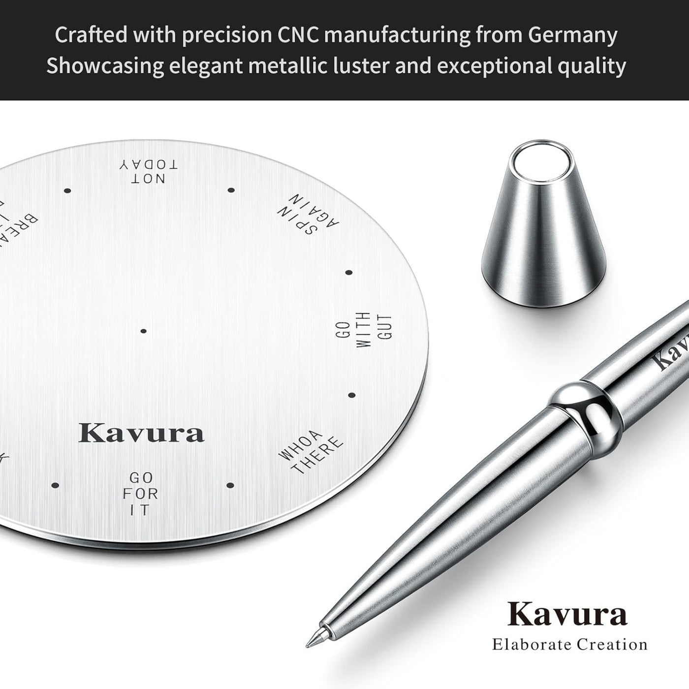 Spin Decision Pen – CNC-Machined 316L Stainless Steel Fidget Pen with Magnetic Stand | Smooth Writing Gel Ink | Stress Relief & Decision Maker |Office Desk Gift for Professionals