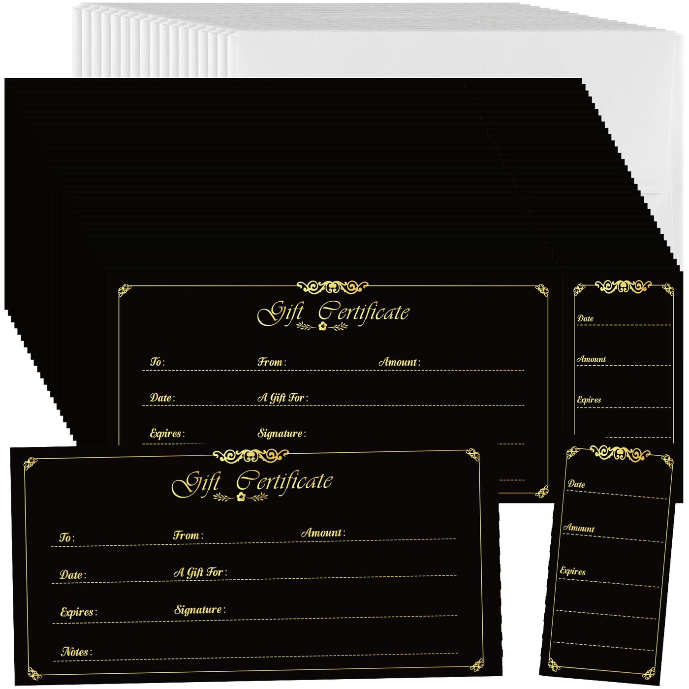 Nuanchu 100 Sets Gift Certificates for Business Christmas Blank Gift Certificate Cards Vouchers Coupon Card with 100 Envelopes for Salon Spa Restaurants Birthday, 4.7 x 2.4 in (Wood Color,Classic)