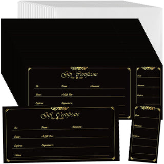 Nuanchu 100 Sets Gift Certificates for Business Christmas Blank Gift Certificate Cards Vouchers Coupon Card with 100 Envelopes for Salon Spa Restaurants Birthday, 4.7 x 2.4 in (Wood Color,Classic)