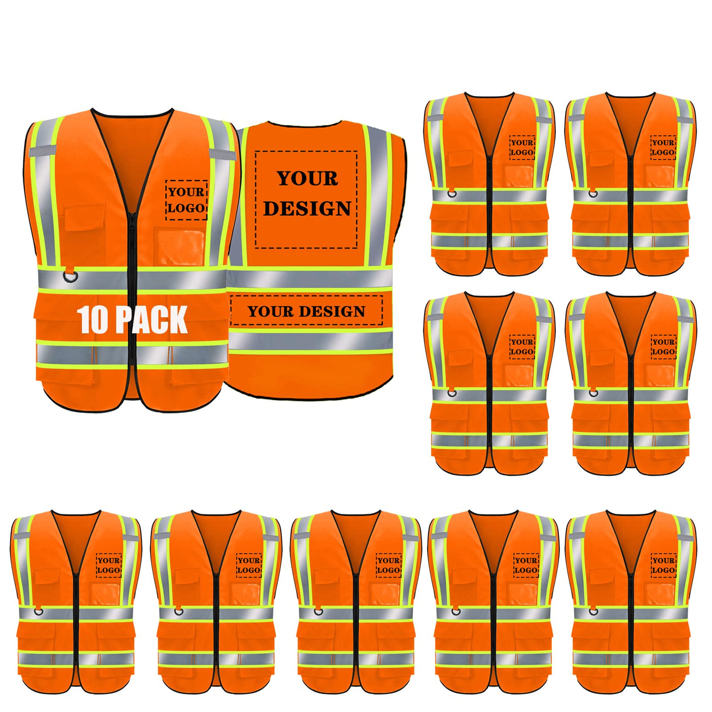 BeautyWill Custom Safety Vest Logo Class 2 High Visibility Reflevtive Vest Outdoor Protective Workwear