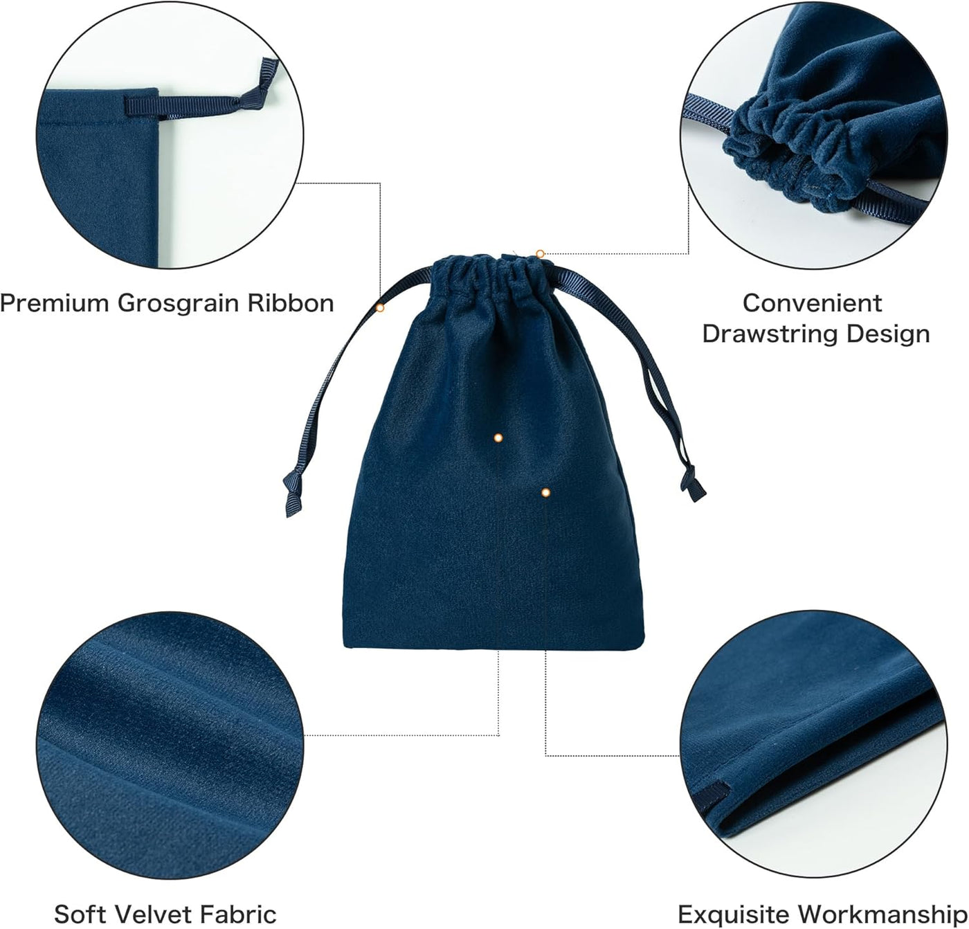QIANF 12pcs Navy Velvet Drawstring Bags 3x4 inches Small Velvet Cloth Gift Bags Jewelry Pouches for Storage Wedding Party Favor Christmas
