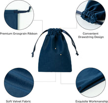 QIANF 12pcs Navy Velvet Drawstring Bags 3x4 inches Small Velvet Cloth Gift Bags Jewelry Pouches for Storage Wedding Party Favor Christmas