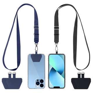 CACOE Phone Lanyard 2 Pack-2× Adjustable Neck Strap,2× Phone Patches,Universal Cell Phone Multifuctional Patch Lanyards Compatible with Most Smartphones(Black+Gray)