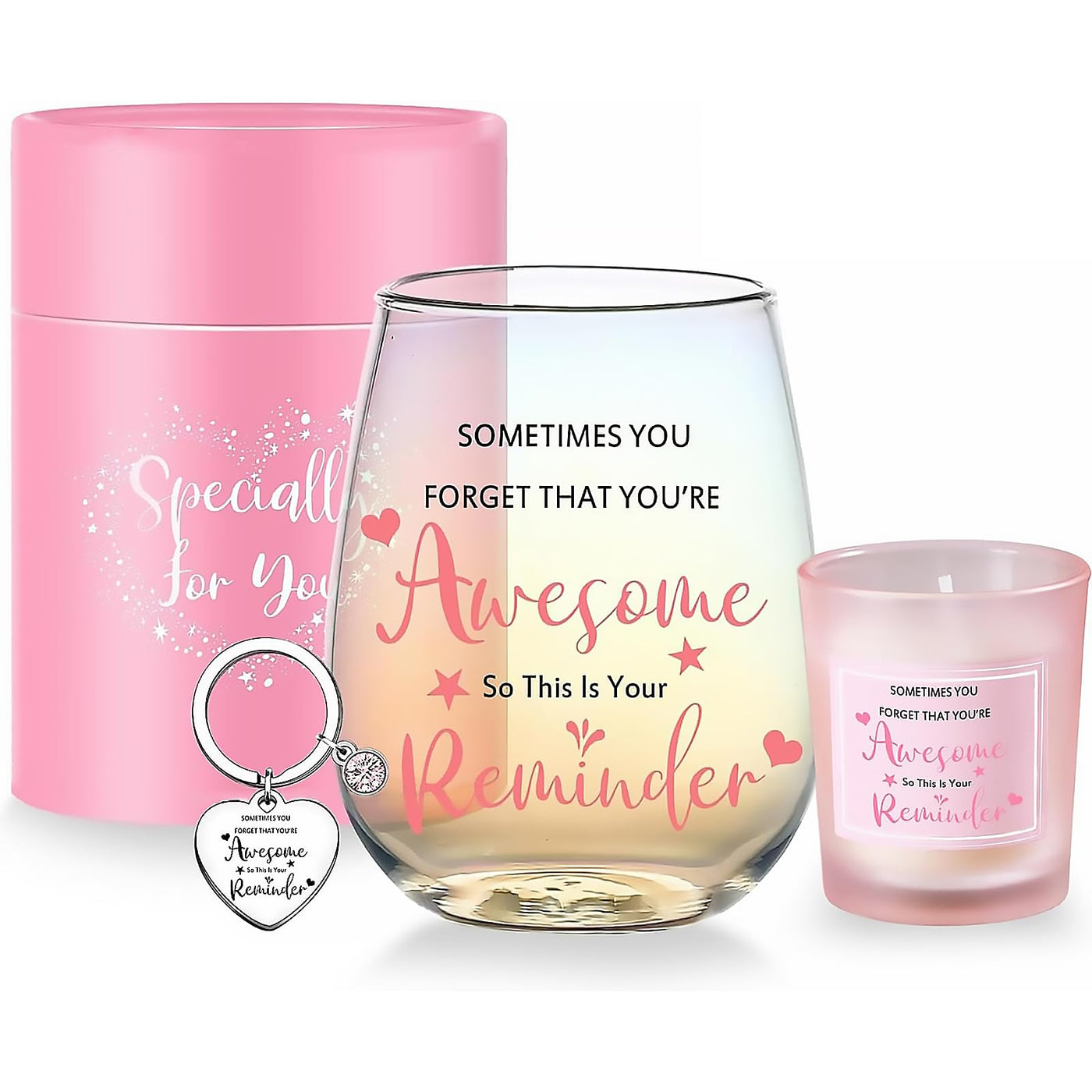 Yalucky Coworker Leaving Gifts for Women Wine Glasses Retirement Gifts Thank You Goodby Gift for Colleagues Friend Birthday Teacher Christmas Presents for Colleagues Women Pink Ladies Gift