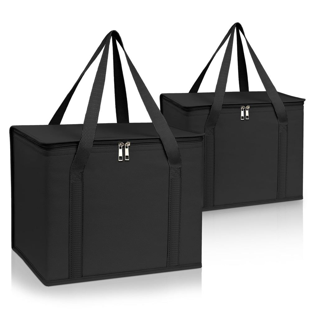 PEASUG Insulated Bags for Food Delivery, XXXL Pizza Delivery Bags, Large Capacity Cooler Bag Keep Food Warm for Grocery Shopping and Catering, Foldable, Heavy-Duty (Black)