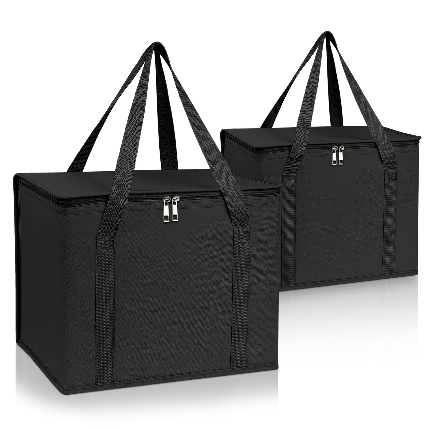 PEASUG Insulated Bags for Food Delivery, XXXL Pizza Delivery Bags, Large Capacity Cooler Bag Keep Food Warm for Grocery Shopping and Catering, Foldable, Heavy-Duty (Black)