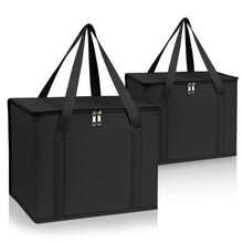 PEASUG Insulated Bags for Food Delivery, XXXL Pizza Delivery Bags, Large Capacity Cooler Bag Keep Food Warm for Grocery Shopping and Catering, Foldable, Heavy-Duty (Black)