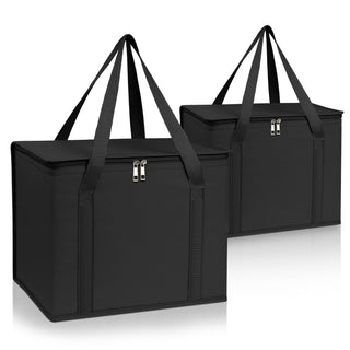 PEASUG Insulated Bags for Food Delivery, XXXL Pizza Delivery Bags, Large Capacity Cooler Bag Keep Food Warm for Grocery Shopping and Catering, Foldable, Heavy-Duty (Black)