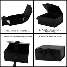OEMVALATY 8-Pack Gift Boxes,9x9x4 Inch Magnetic Gift Boxes with Lids for Presents,Black with Ribbon, Bridesmaid Proposal Box for Wedding, Storage, Birthday