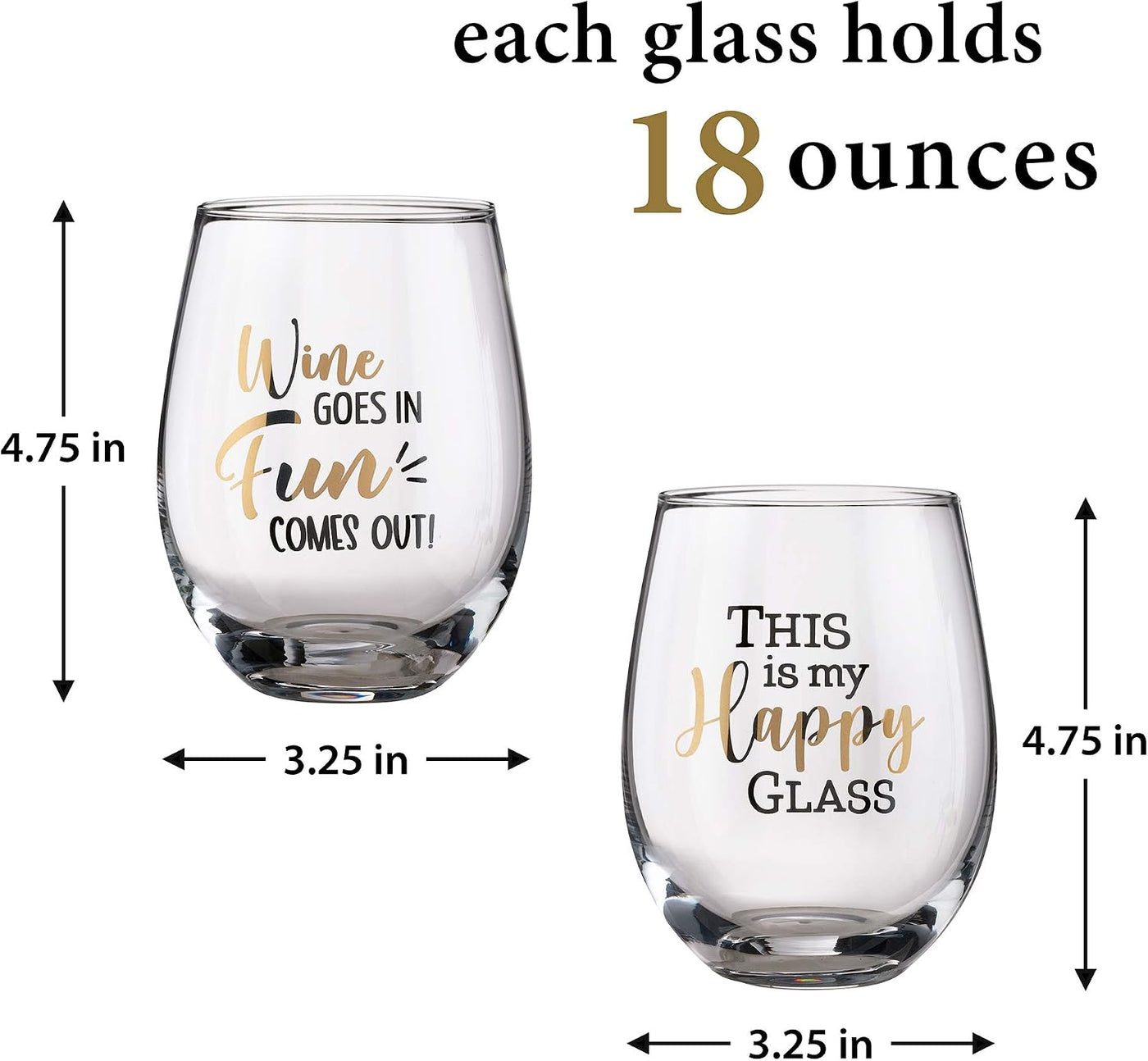 Lillian Rose Wine Glass Set With Fun Sayings