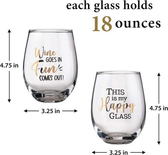 Lillian Rose Wine Glass Set With Fun Sayings - hover image
