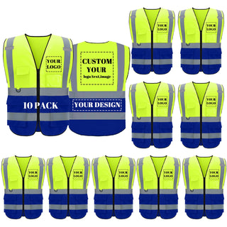 BeautyWill Custom Safety Vest Logo Class 2 High Visibility Reflevtive Vest Outdoor Protective Workwear