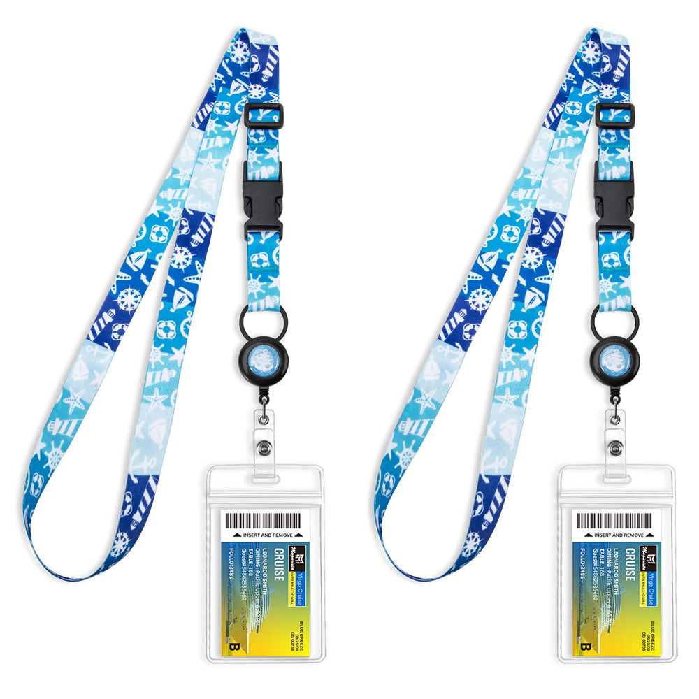 MNGARISTA Cruise Lanyards, Adjustable Lanyard with Retractable Reel, Waterproof ID Badge Holder for All Cruises Ships Key Cards, 2pack
