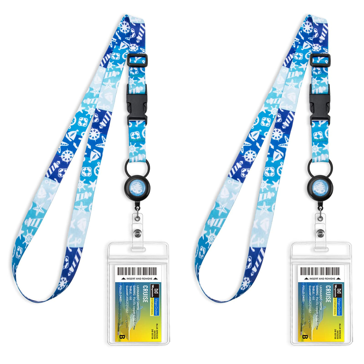 MNGARISTA Cruise Lanyards, Adjustable Lanyard with Retractable Reel, Waterproof ID Badge Holder for All Cruises Ships Key Cards, 2pack