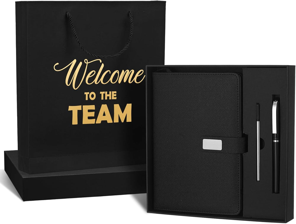 Sayglossy New Employee Welcome to The Team Gift Sets Notebook and Pen Welcome to The Team Box Employee Appreciation Gift Sets for New Office Worker(Black)