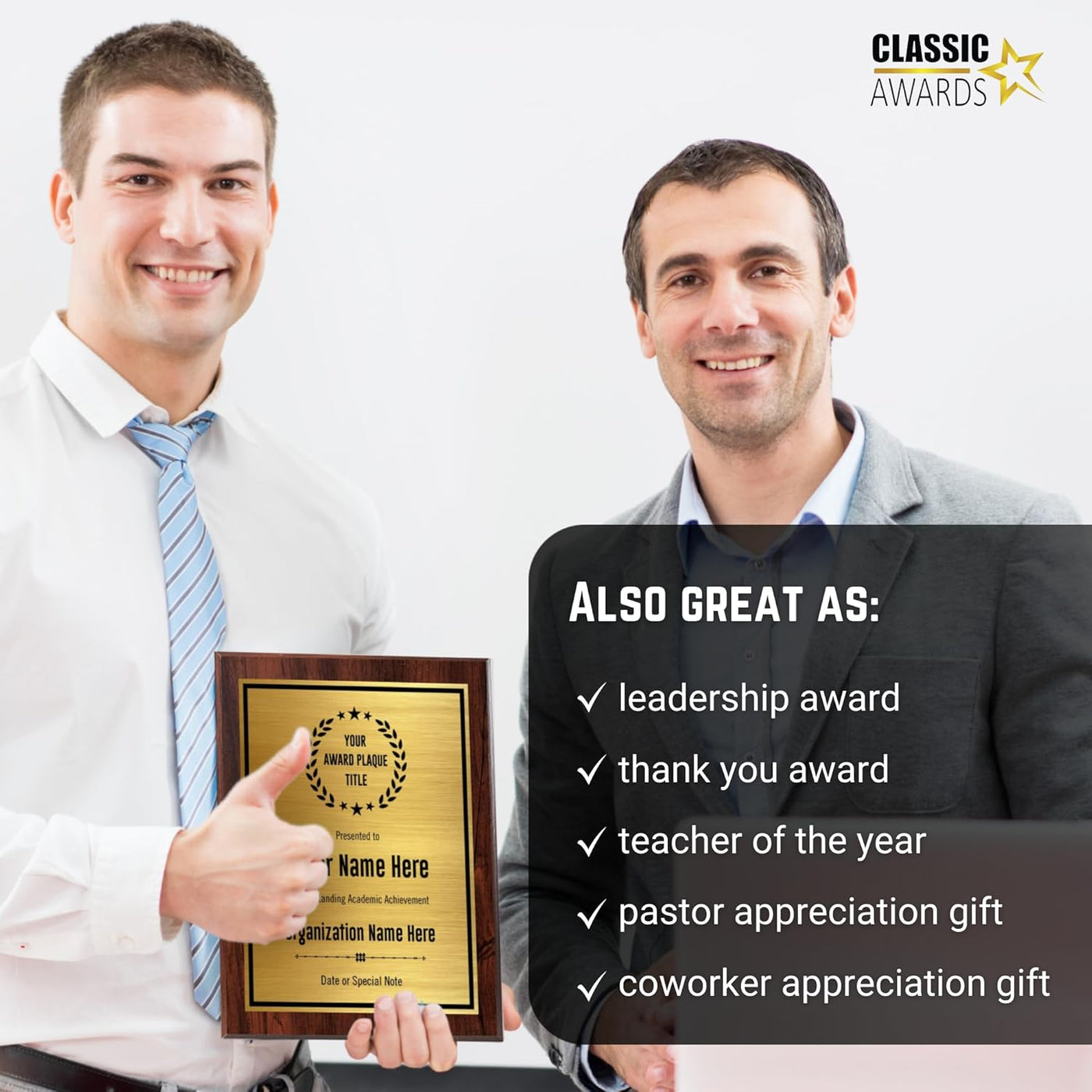 Custom Plaque - Add Title and Text - Award Plaque for Employee of the Month, Perfect as Retirement Plaque, Thank You, Service Recognition and Appreciation Gifts - Personalized Plaque for Men/Women (UV Print Gold/Black Plate, 6" X 8")