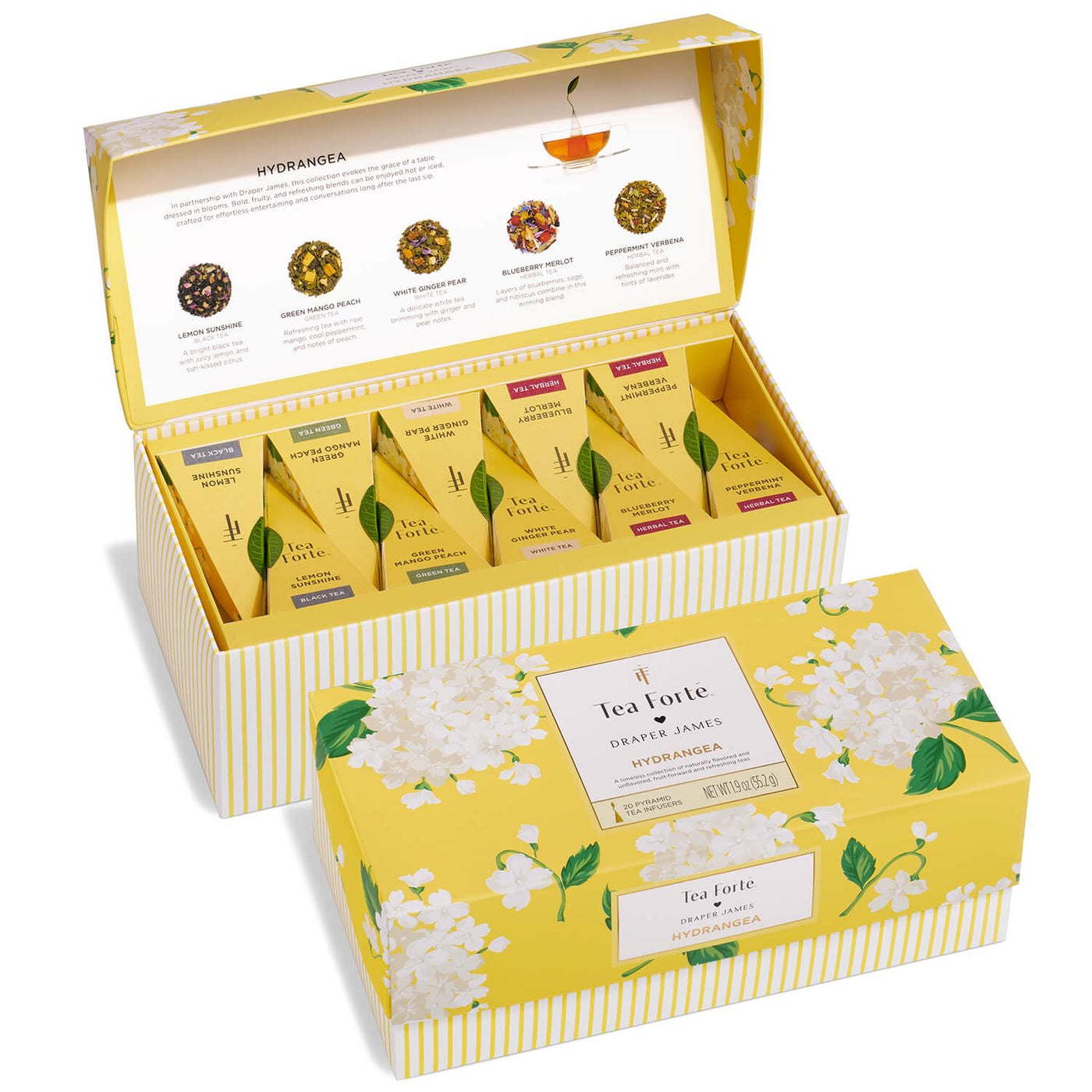 Tea Forte Premium Presentation Box Gift Set Sampler, 20 Count, Assorted Blends Individually Wrapped Handcrafted Pyramid Infuser Bags, Herbal Retreat Tea