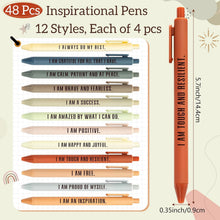 Funrous 48 Pcs Positive Affirmation Pens Bulk Retractable Motivational Ballpoint Pens Inspirational Gift for Staff Teacher Coworker Student Employee Appreciation School Office Home(Color 1)