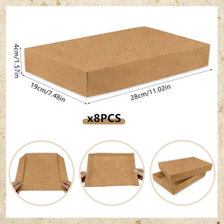 MUMULULU 8 PCS Kraft Paper Gift Boxes with Lids Sizes 11'' x 7.48'' Brown Boxes for Birthdays Graduations Christmas Weddings Baby Showers