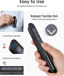 Wireless Presenter, Hyperlink Volume Control Presentation Clicker RF 2.4GHz USB PowerPoint Clicker Presentation Remote Control Pointer Slide Advancer (Black)