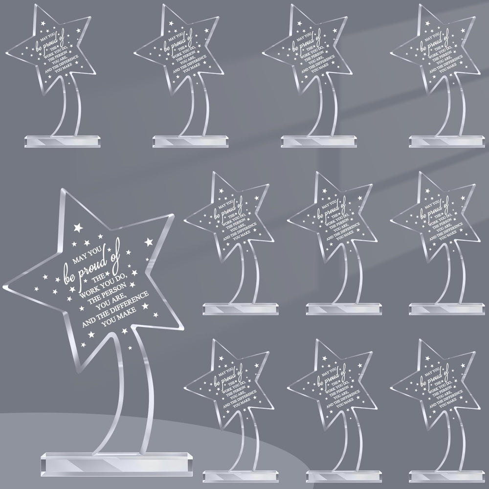 Bucherry 10 Pcs Employee Appreciation Awards for Coworker Acrylic Thank You Trophy May You Be Proud of The Work You Do Sign Prizes Retirement Goodbye Farewell Gift for Women Men(Stylish)
