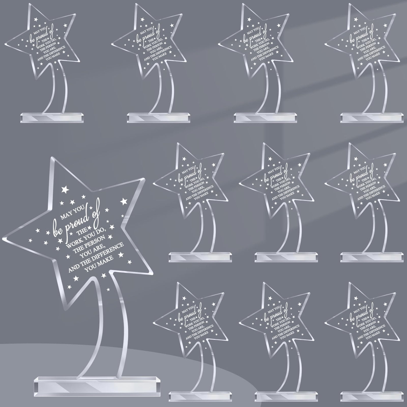 Bucherry 10 Pcs Employee Appreciation Awards for Coworker Acrylic Thank You Trophy May You Be Proud of The Work You Do Sign Prizes Retirement Goodbye Farewell Gift for Women Men(Stylish)