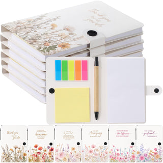 Resurhang 36 Pack Appreciation Gifts Bulk Inspirational Spiral Notebook with Sticky Note Pen, Note Pads Motivational Journals Thank You Gifts for Employee Volunteer Teacher Nurse Team (Pattern)