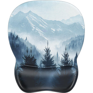 MROCO Ergonomic Mouse Pad with Gel Wrist Rest, 9.4 x 8.1 in, Black | Ergonomic Shape Design for Pain Relief, Cooling Feel Gel Cushioning for Wrist Comfort, Smooth Lycra Surface, Non-Slip PU Base