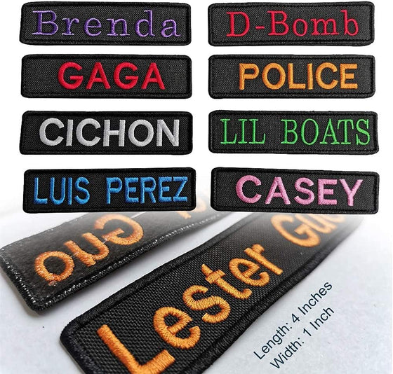Embroidery Name Patches,2 Pieces Custom Personalized Military Tapes Tag Customized Logo ID for Multiple Clothing Bags Vest Jackets Work Shirts (Normal) - hover image