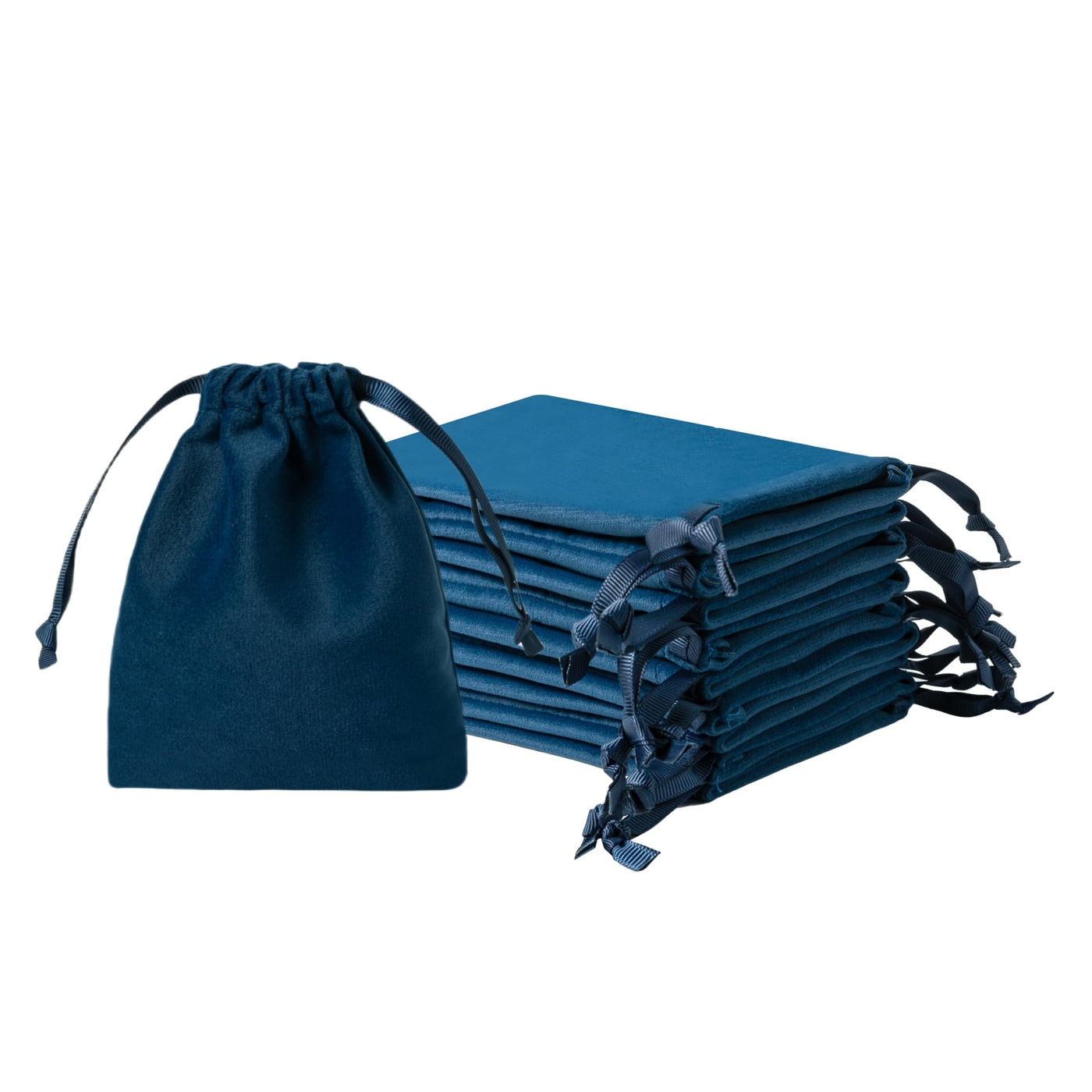 QIANF 12pcs Navy Velvet Drawstring Bags 3x4 inches Small Velvet Cloth Gift Bags Jewelry Pouches for Storage Wedding Party Favor Christmas