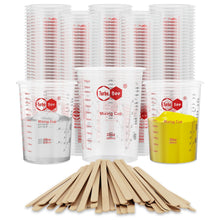 20oz Resin Mixing Cups - [Easy-Separate Design] 50 Pack Graduated PP Plastic Mixing Cups for Epoxy Resin, Paint & Automotive - Includes 50 Stir Sticks, Calibrated Ratios 2:1 3:1 4:1, ML & OZ