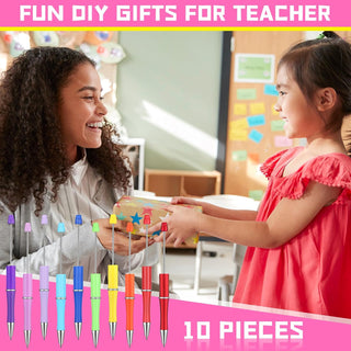 Jetec 10 Sets Teacher Beadable Pen Kit DIY Teacher Pen Gifts First Day of School Appreciation Gifts for School Team Staff Coworker Office Supplies