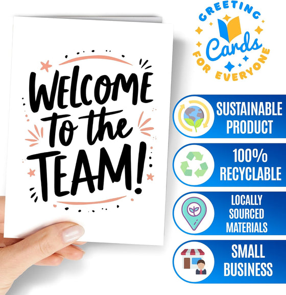 Welcome to the Team Cards Bulk with Envelope (25 pcs) - New Employee Gift Greeting Card for Coworkers, Staff, Interns - Welcome Cards for New Hire, First Day or Orientation Card for Coworker - NUM 337 - hover image
