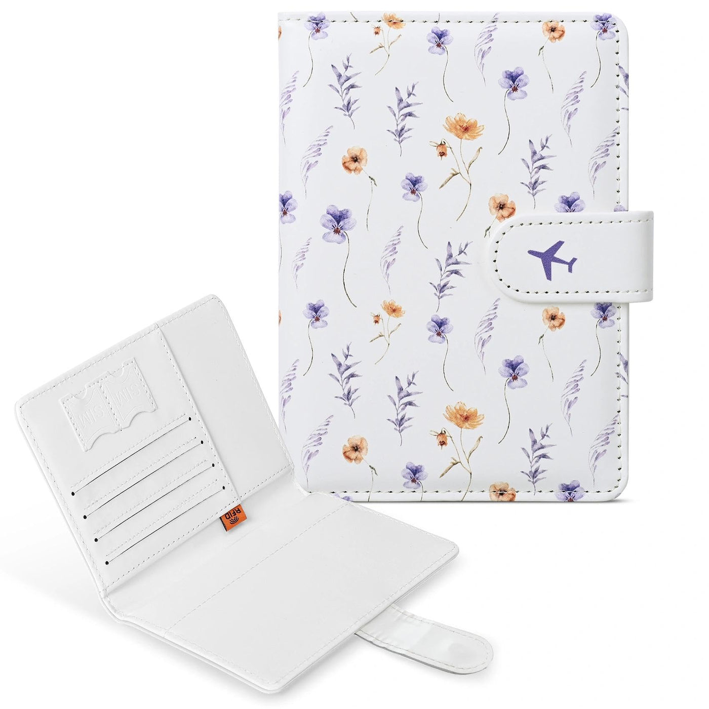 COSHAYSOO Purple Passport Cover Holder and Initial Luggage Tag Set TSA Approved with Personalized Monogram Chenille Letter Patch for Women Teen Girls, Cute Travel Bag Suitcase Identifier (A)