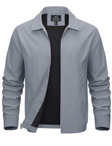 MAGCOMSEN Men's Lightweight Jackets Full Zip Up Light Coat Laydown Collar Jacket Casual Windbreaker Jacket with Zip Pockets