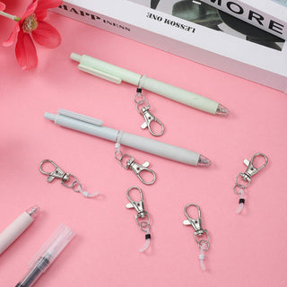 10 PCS Badge Reel Pen Holder Silicone Ring for Pen Holder for Lanyard Pens Keychain with 10 Silicone Ring Lanyards Accessories with Lobster Clasp for Badge Reel Nurses Accessories (Black, White)