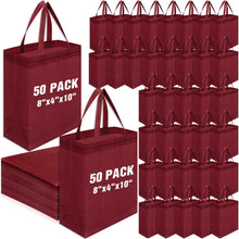 Windyun 50 Pcs Reusable Tote Bag Bulk 8 x 4 x 10 Inch Non Woven Shopping Bag with Handle Reusable Portable Grocery Gift Tote (Black)