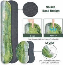 ToLuLu Extended Gaming Mouse Pad, Memory Foam Ergonomic Keyboard Mouse Wrist Rest Support Set, Large Desk Mat with Stitched Edges, Non-Slip Base Mousepad for Home Office Game and Study, Green Theme