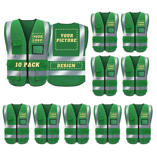 BeautyWill Custom Safety Vest Logo Class 2 High Visibility Reflevtive Vest Outdoor Protective Workwear