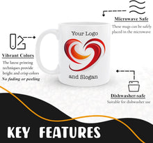 Personalized Coffee Mug, Custom Picture Text or Logo Ceramic Mug, Customized Gift for Men & Women, Taza Personalizada with Photo and Words, Customizable 11 Oz Tea Cup | White
