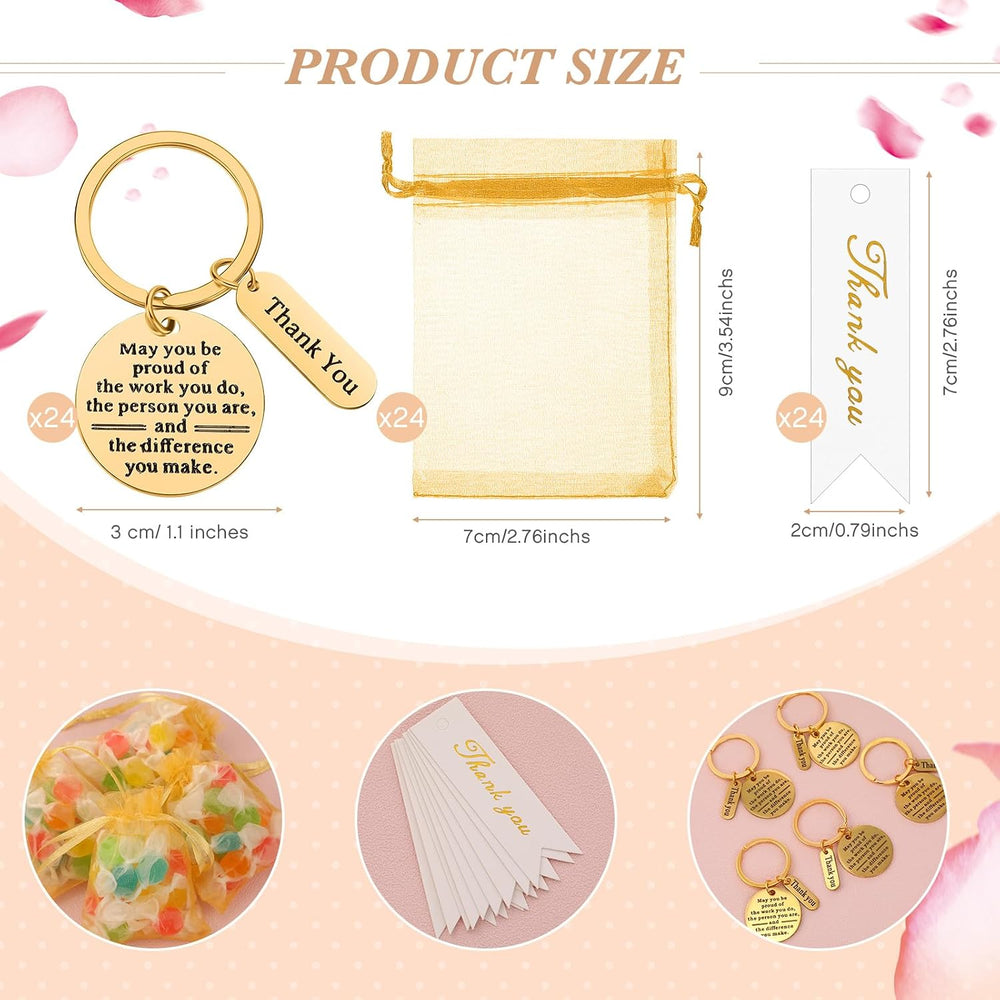 Yinkin 72 Pcs Employee Appreciation Gifts Bulk Staff Thank You Gifts Organza Bags with Cards for Coworkers Graduation Favors