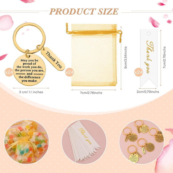 Yinkin 72 Pcs Employee Appreciation Gifts Bulk Staff Thank You Gifts Organza Bags with Cards for Coworkers Graduation Favors - hover image