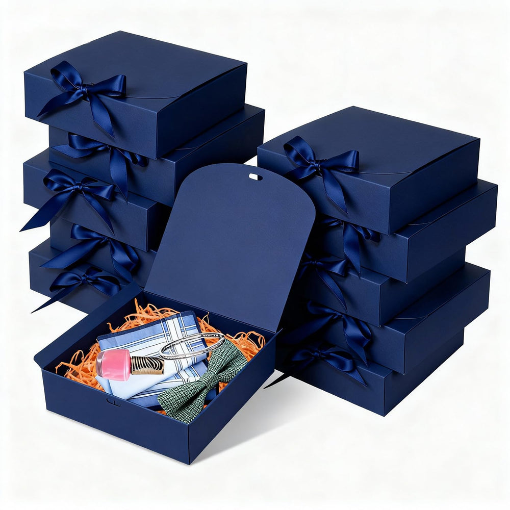 10pack Gift Boxes with Lids, 6.5''x6.5''x2'' White Gift Boxes For Presents, Paper Boxes Gift Boxes with Ribbon for Birthday Wedding Party Chocolate Candy