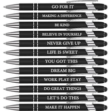 Zonon 12 Pcs Inspirational Pens Gift Set Funny Ballpoint Pen with Stylus Tip Motivational Graduation Gifts Bulk for Teacher Coworkers Nurse School Office Supplies(Morandi,Boss Lady)