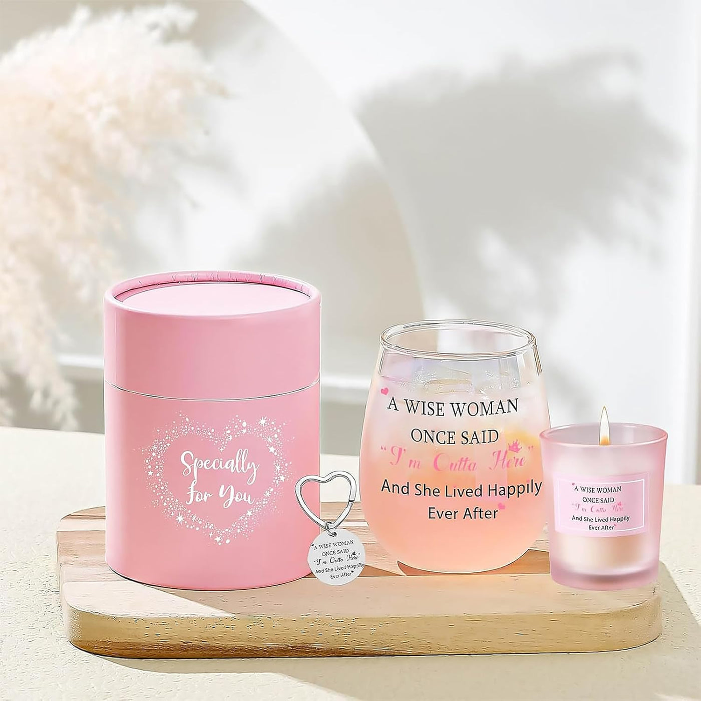 Yalucky Coworker Leaving Gifts for Women Wine Glasses Retirement Gifts Thank You Goodby Gift for Colleagues Friend Birthday Teacher Christmas Presents for Colleagues Women Pink Ladies Gift