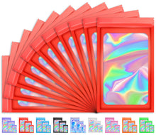 100 PCS Holographic Bags, Smell Proof Bag, Resealable Gift Bags, Clear Bags for Food Storage, Party Favor Bag, Mylar Sample Bag for Jewelry, Lipgloss, Eyelash | Pink, 2.4x3.9 Inch