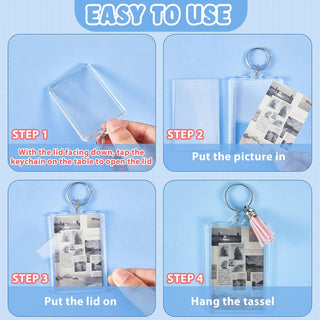 Henoyso 6 Sets Teacher Gift 2.2x1.6 Inch Acrylic Photo Frame Keychain Picture Insert Blank Clear Picture Holder 2026 Graduation for DIY